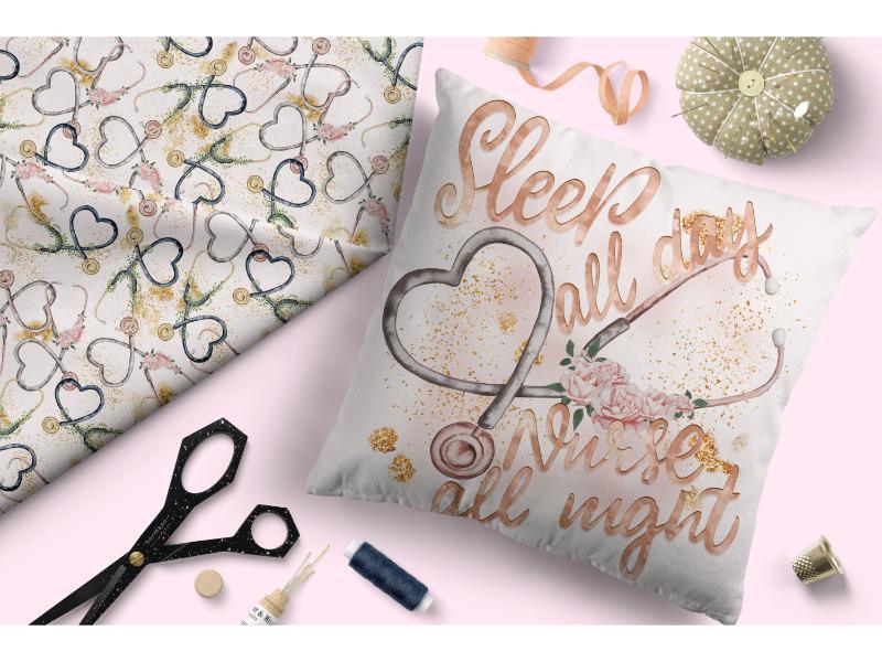 Design 257 Stethoscope Fabric – premium custom printed fabric for sewing | Fabric by Missy Rose