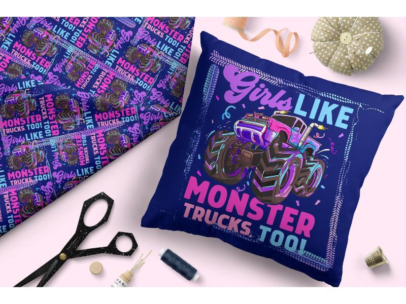 Design 258 Monster Truck Fabric – custom printed pre-order fabric Australia | Fabric by Missy Rose