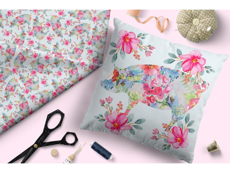 Design 259 Floral Pig Fabric – Australian custom printed fabric pre-order | Fabric by Missy Rose