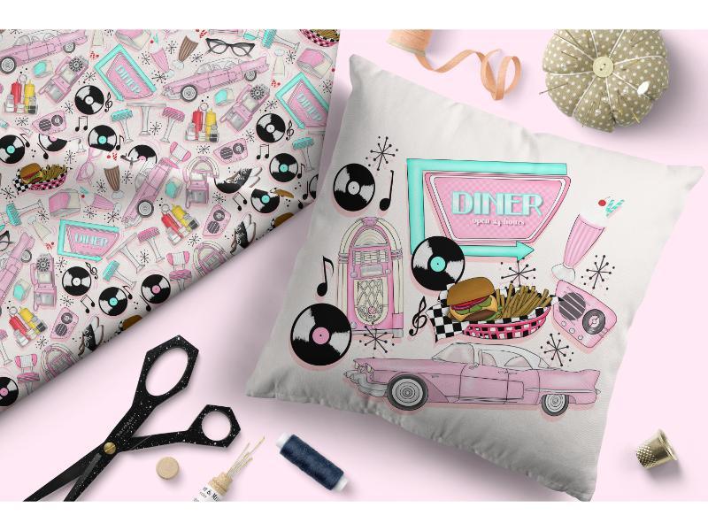 Design 265 Retro Diner Fabric – pre-order designer fabric Australia | Fabric by Missy Rose
