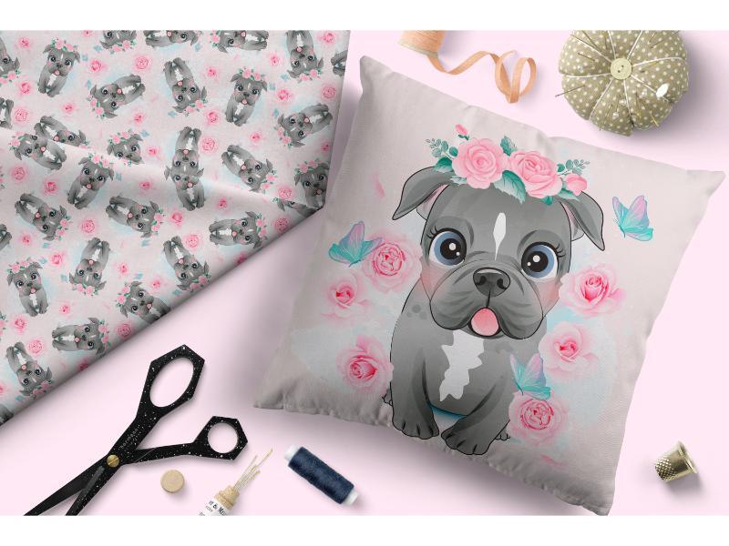Design 267 Pink Dog Fabric – pre-order designer fabric Australia | Fabric by Missy Rose