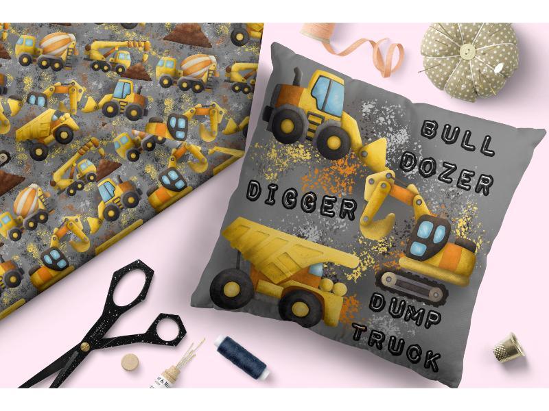 Design 271 Grey Construction Fabric – made-to-order custom fabric by the metre | Fabric by Missy Rose