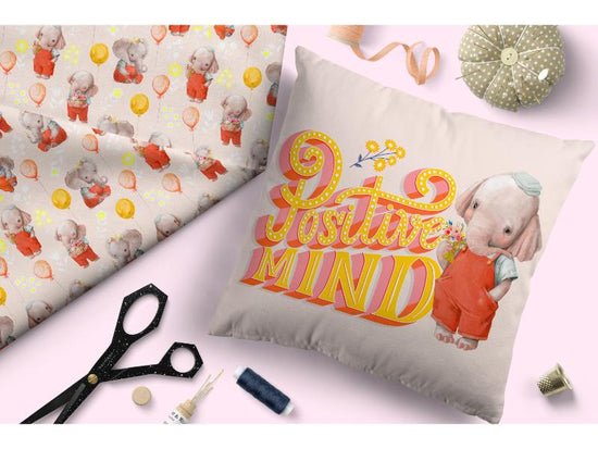 Design 290 - Peach Elephant Fabric