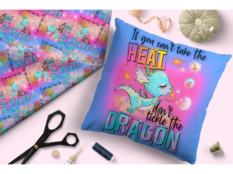 Design 293 Cheeky Dragon Fabric – custom printed pre-order fabric Australia | Fabric by Missy Rose