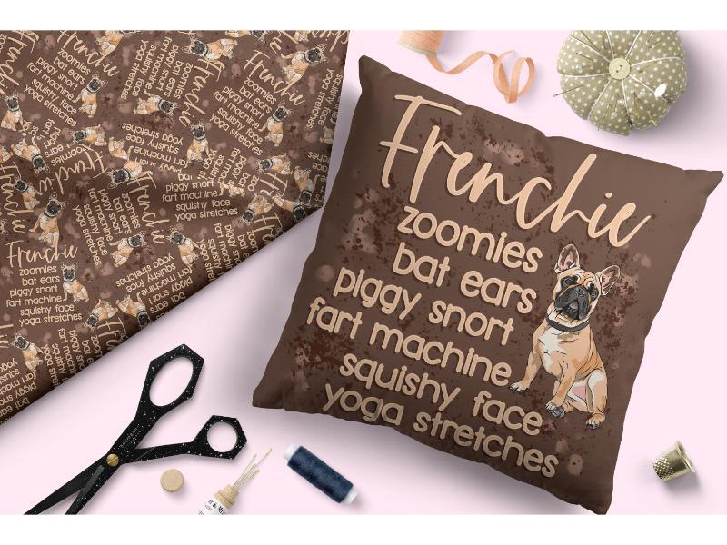 Design 296 Frenchie Fabric – custom printed pre-order fabric Australia | Fabric by Missy Rose