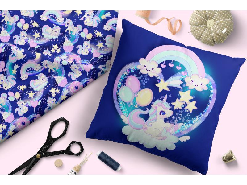 Design 301 Baby Unicorn Fabric – Australian custom printed fabric pre-order | Fabric by Missy Rose