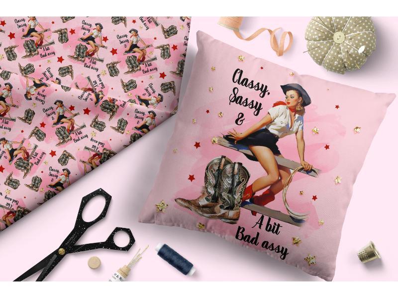 Design 304 Sassy Cowgirl Fabric – Australian custom printed fabric pre-order | Fabric by Missy Rose