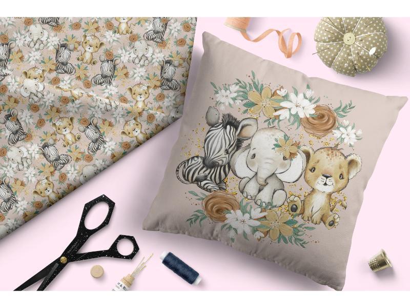 Design 310- Neutral Safari Babies Fabric – pre-order designer fabric Australia | Fabric by Missy Rose