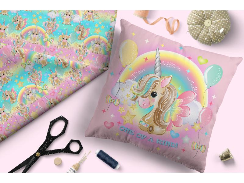 Design 312 - Birthday Unicorn Fabric