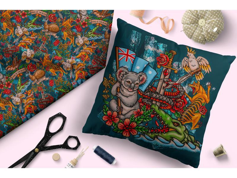 Design 313 Retro Australian Fabric – custom printed pre-order fabric Australia | Fabric by Missy Rose
