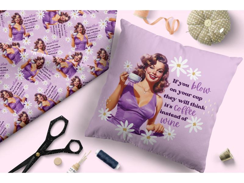 Design 314 Purple Retro Fabric – Australian custom printed fabric pre-order | Fabric by Missy Rose