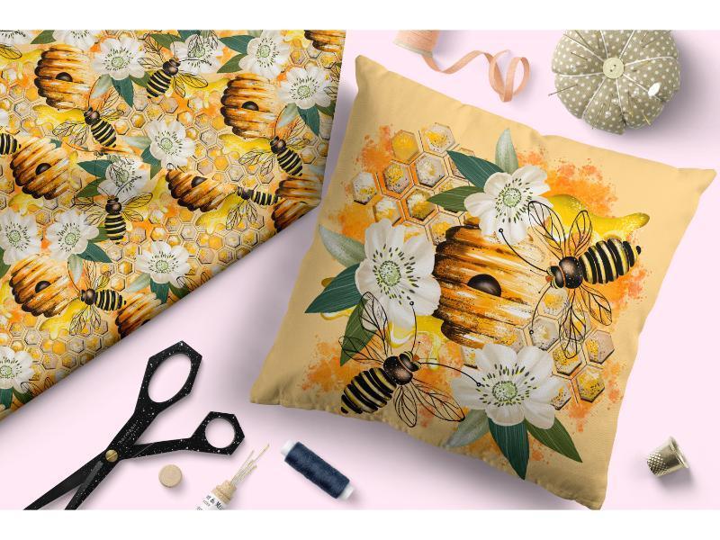 Design 31 Bee Hive Fabric – premium custom printed fabric for sewing | Fabric by Missy Rose