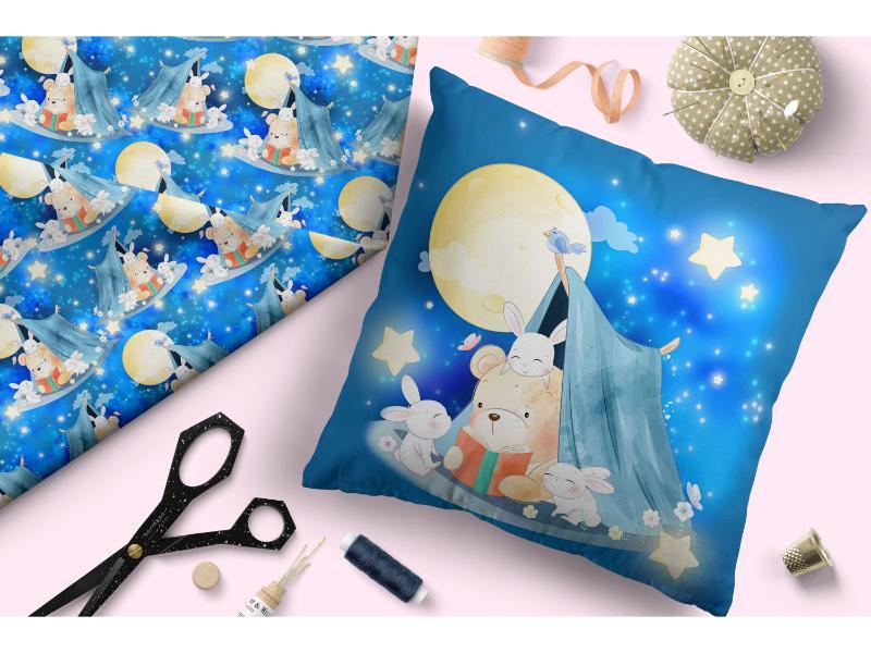 Design 324 Camping Bear Fabric – Australian custom printed fabric pre-order | Fabric by Missy Rose