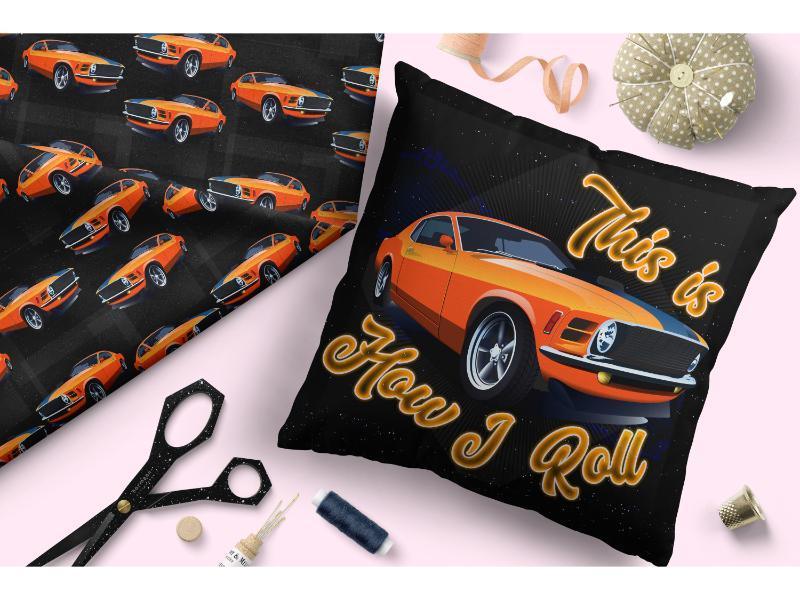 Design 32 Orange Car Fabric – pre-order designer fabric Australia | Fabric by Missy Rose