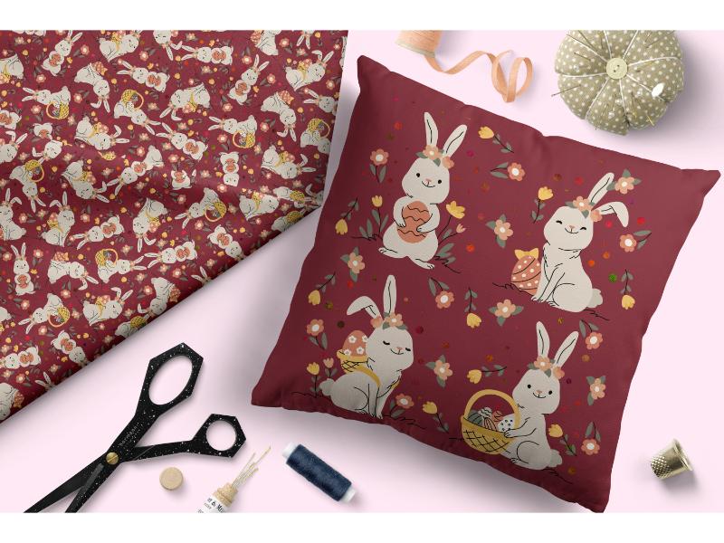 Design 330 - Maroon Rabbit Fabric