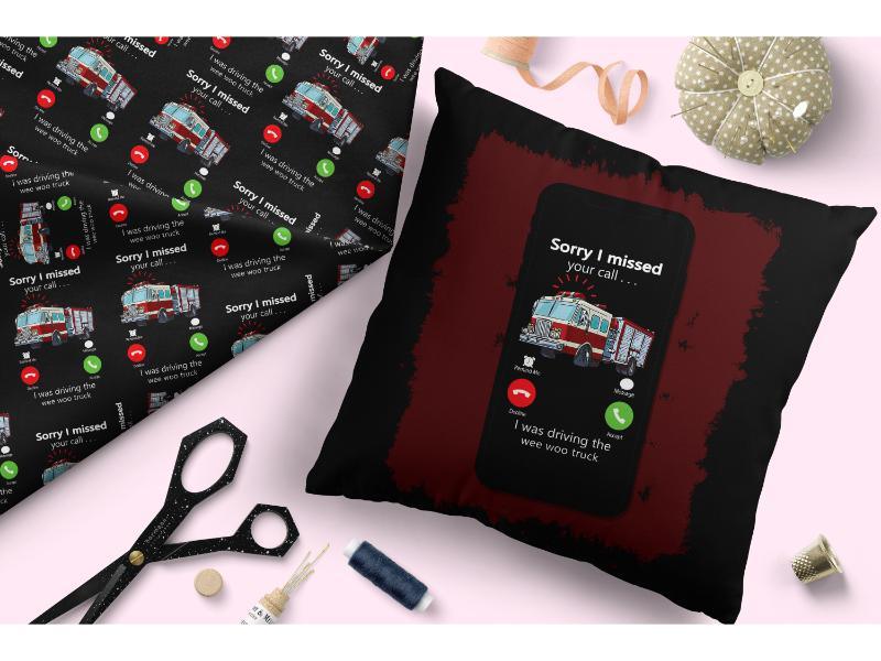 Design 334 Fireman Fabric – premium custom printed fabric for sewing | Fabric by Missy Rose