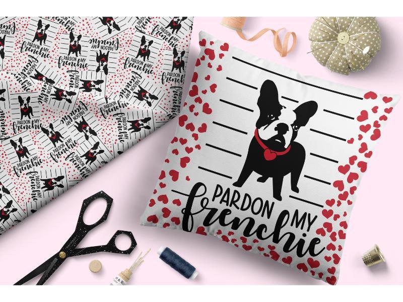 Design 335 Frenchie Heart Fabric – pre-order designer fabric Australia | Fabric by Missy Rose