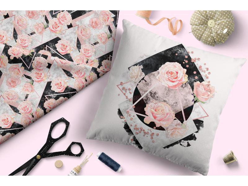 Design 336 Geometric Roses Fabric – premium custom printed fabric for sewing | Fabric by Missy Rose