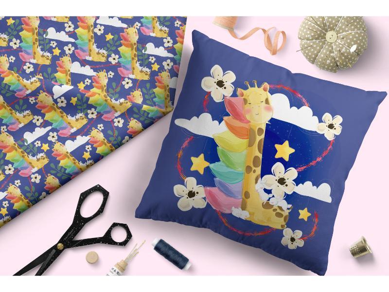 Design 337 Sleepy Giraffe Fabric – made-to-order custom fabric by the metre | Fabric by Missy Rose