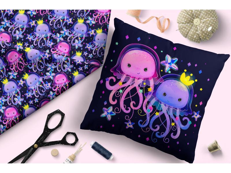 Design 348 Jelly Fish Fabric – custom printed pre-order fabric Australia | Fabric by Missy Rose