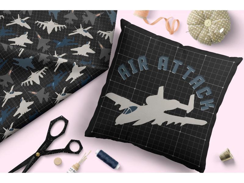 Design 350 Fighter Jet Fabric – pre-order designer fabric Australia | Fabric by Missy Rose