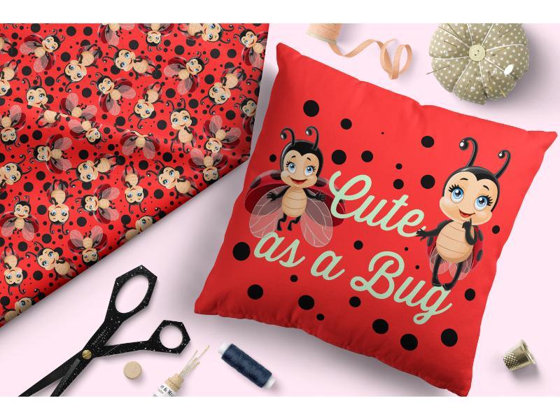 Design 352 Red Lady Bug Fabric – custom printed pre-order fabric Australia | Fabric by Missy Rose