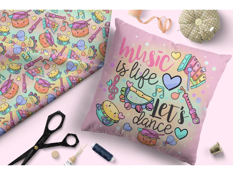 Design 355 Musical Instruments Fabric – custom printed pre-order fabric Australia | Fabric by Missy Rose