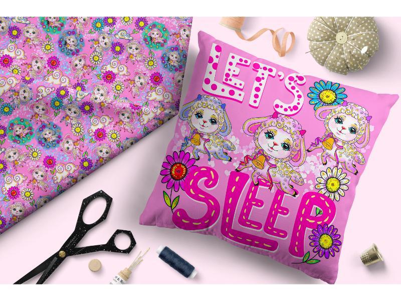 Design 359 Pink Lamb Fabric – Australian custom printed fabric pre-order | Fabric by Missy Rose