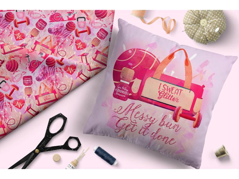 Design 366 Pink Gym Fabric – made-to-order custom fabric by the metre | Fabric by Missy Rose