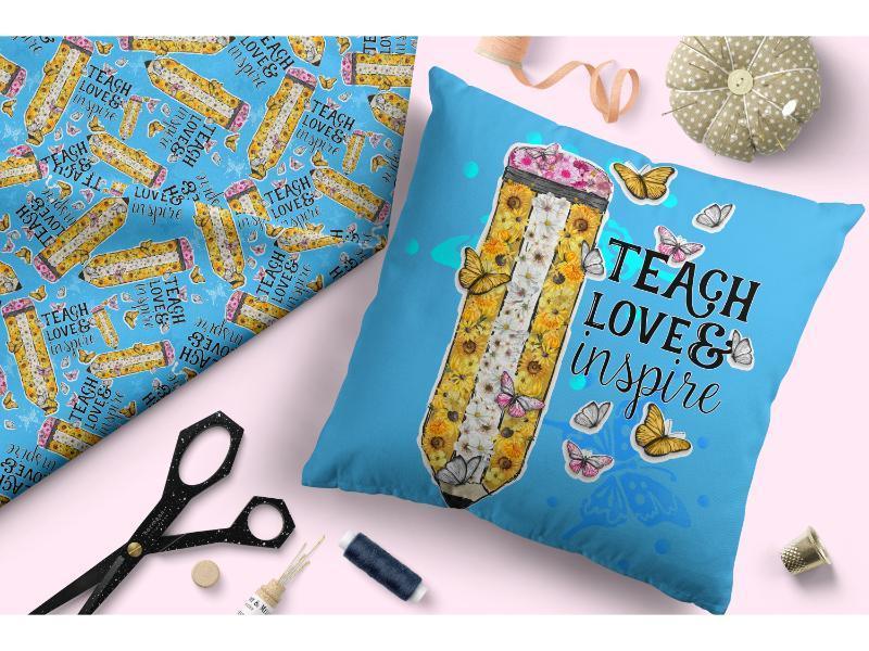 Design 36 Teacher Fabric – premium custom printed fabric for sewing | Fabric by Missy Rose