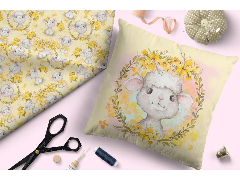 Design 374 Yellow Lamb Fabric – Australian custom printed fabric pre-order | Fabric by Missy Rose
