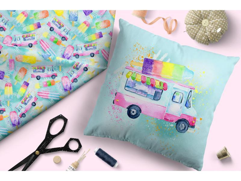 Design 382 Ice Cream Truck Fabric – premium custom printed fabric for sewing | Fabric by Missy Rose