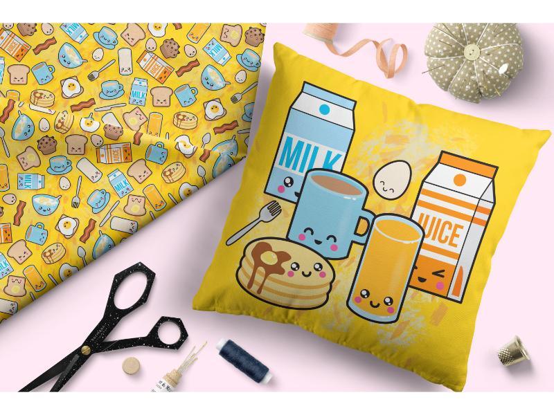 Design 393 Breakfast Foods Fabric – custom printed pre-order fabric Australia | Fabric by Missy Rose