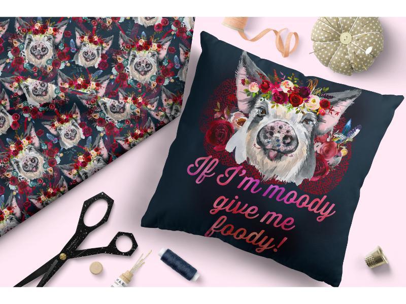 Design 394 Piggy Fabric – Australian custom printed fabric pre-order | Fabric by Missy Rose
