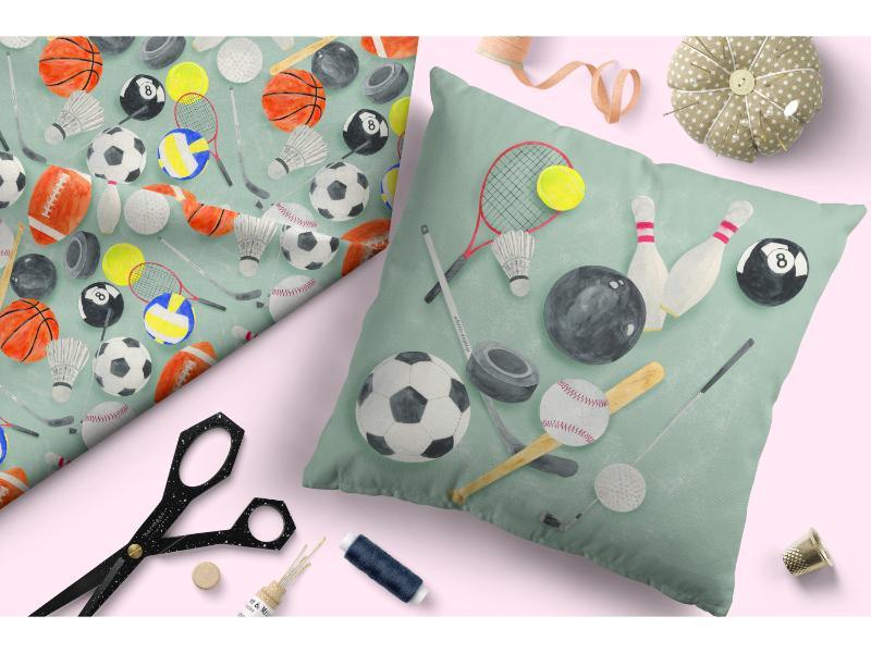 Design 397 Sports Balls Fabric – pre-order designer fabric Australia | Fabric by Missy Rose