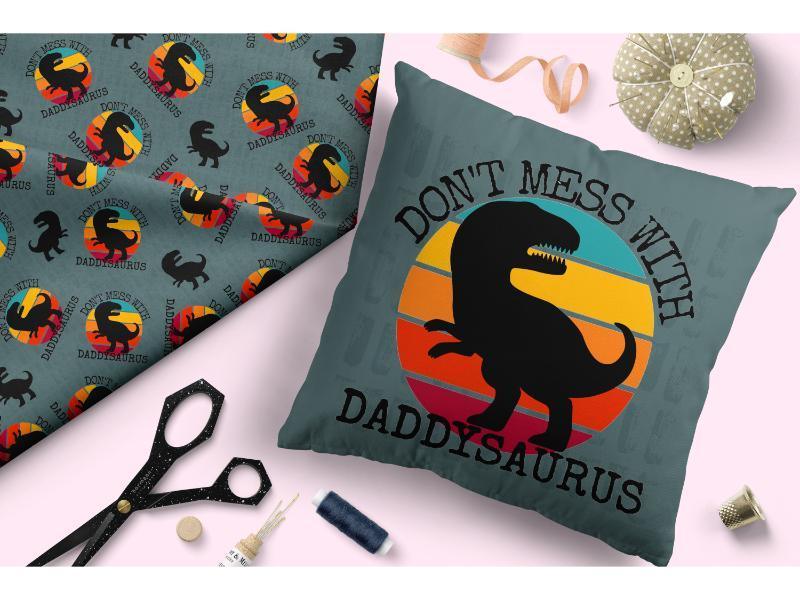 Design 39 Daddysaurus Fabric – custom printed pre-order fabric Australia | Fabric by Missy Rose