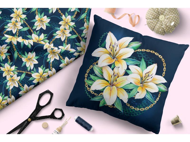 Design 400 Navy Lily Fabric – pre-order designer fabric Australia | Fabric by Missy Rose