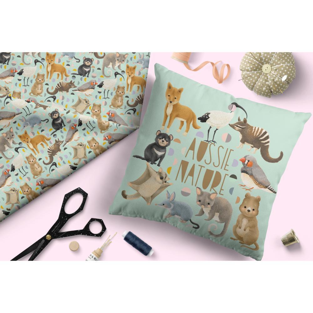 Design 401 Light Blue Australian Animals Fabric – made-to-order custom fabric by the metre | Fabric by Missy Rose