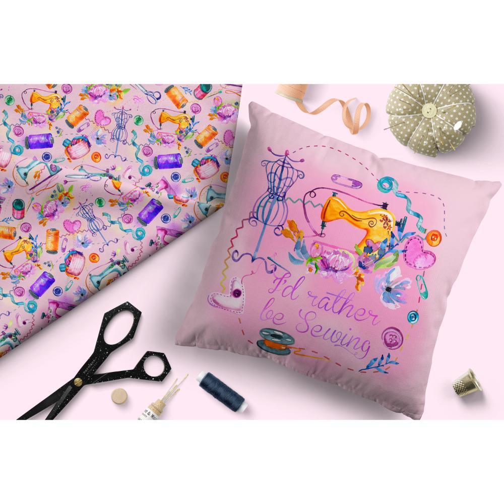Design 413 Pink Sewing Fabric – custom printed pre-order fabric Australia | Fabric by Missy Rose