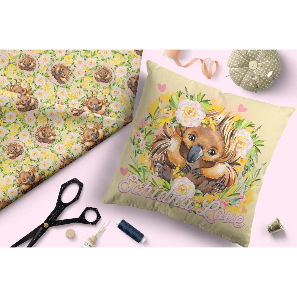 Design 418 Yellow Echidna Fabric – custom printed pre-order fabric Australia | Fabric by Missy Rose