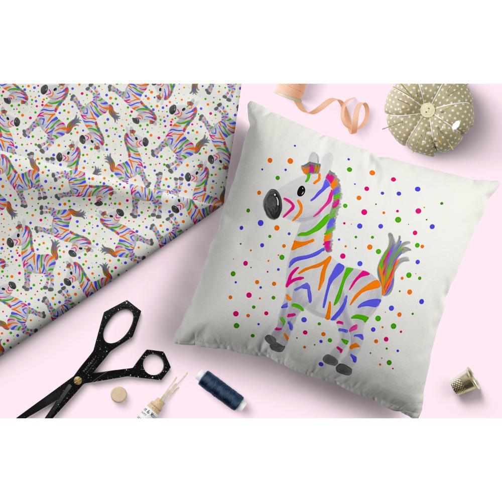 Design 428 Colourful Zebra Fabric – custom printed pre-order fabric Australia | Fabric by Missy Rose