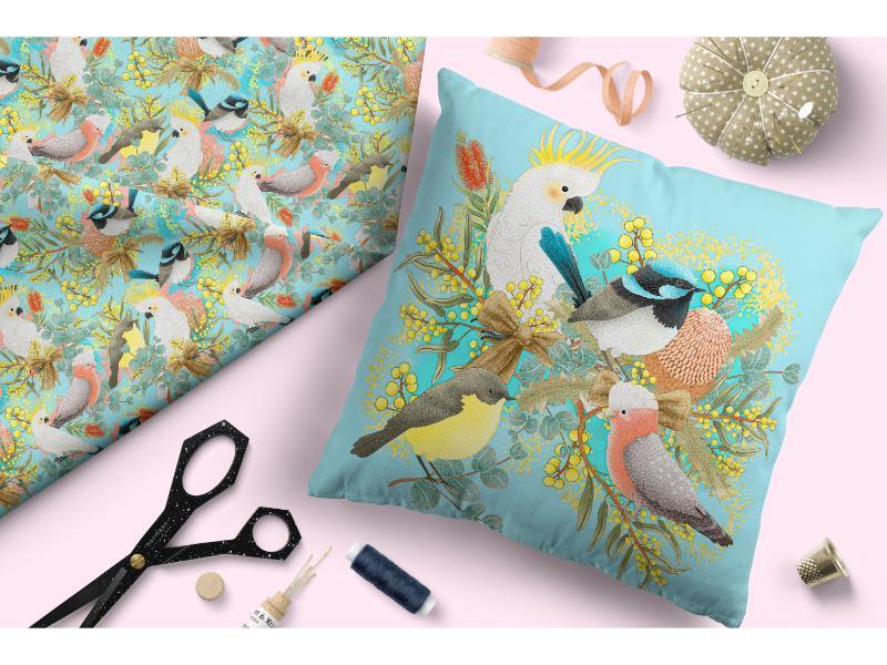Design 42 Australian Birds Fabric – made-to-order custom fabric by the metre | Fabric by Missy Rose