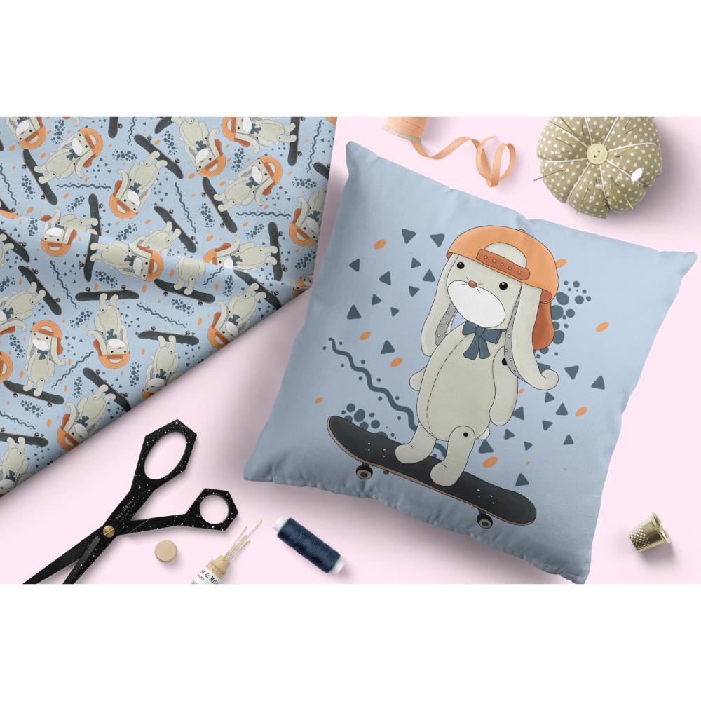 Design 433 Skateboard Bunny Fabric – custom printed pre-order fabric Australia | Fabric by Missy Rose