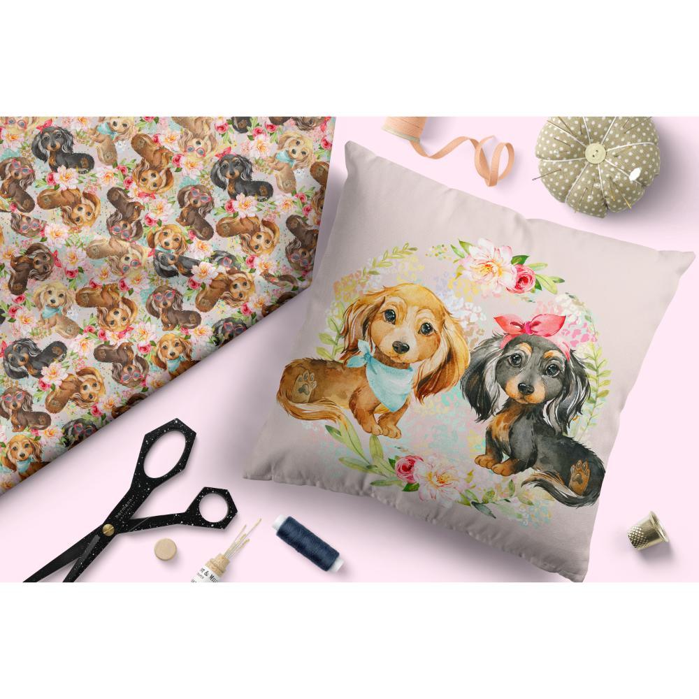 Design 451 Floral Sausage Dog Fabric – made-to-order custom fabric by the metre | Fabric by Missy Rose