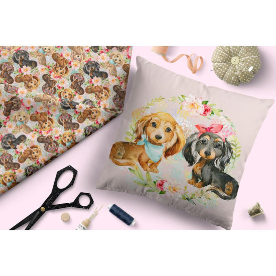 Design 451 - Floral Sausage Dog Fabric