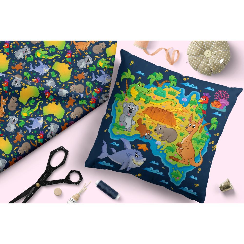 Design 457 Navy Map Fabric – premium custom printed fabric for sewing | Fabric by Missy Rose