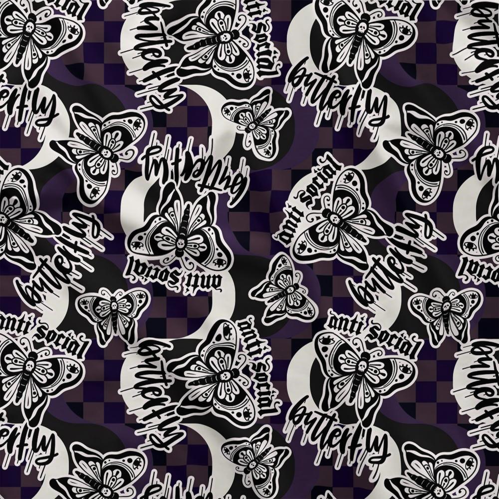 Design 11 Antisocial Butterfly Fabric – Australian custom printed fabric pre-order | Fabric by Missy Rose