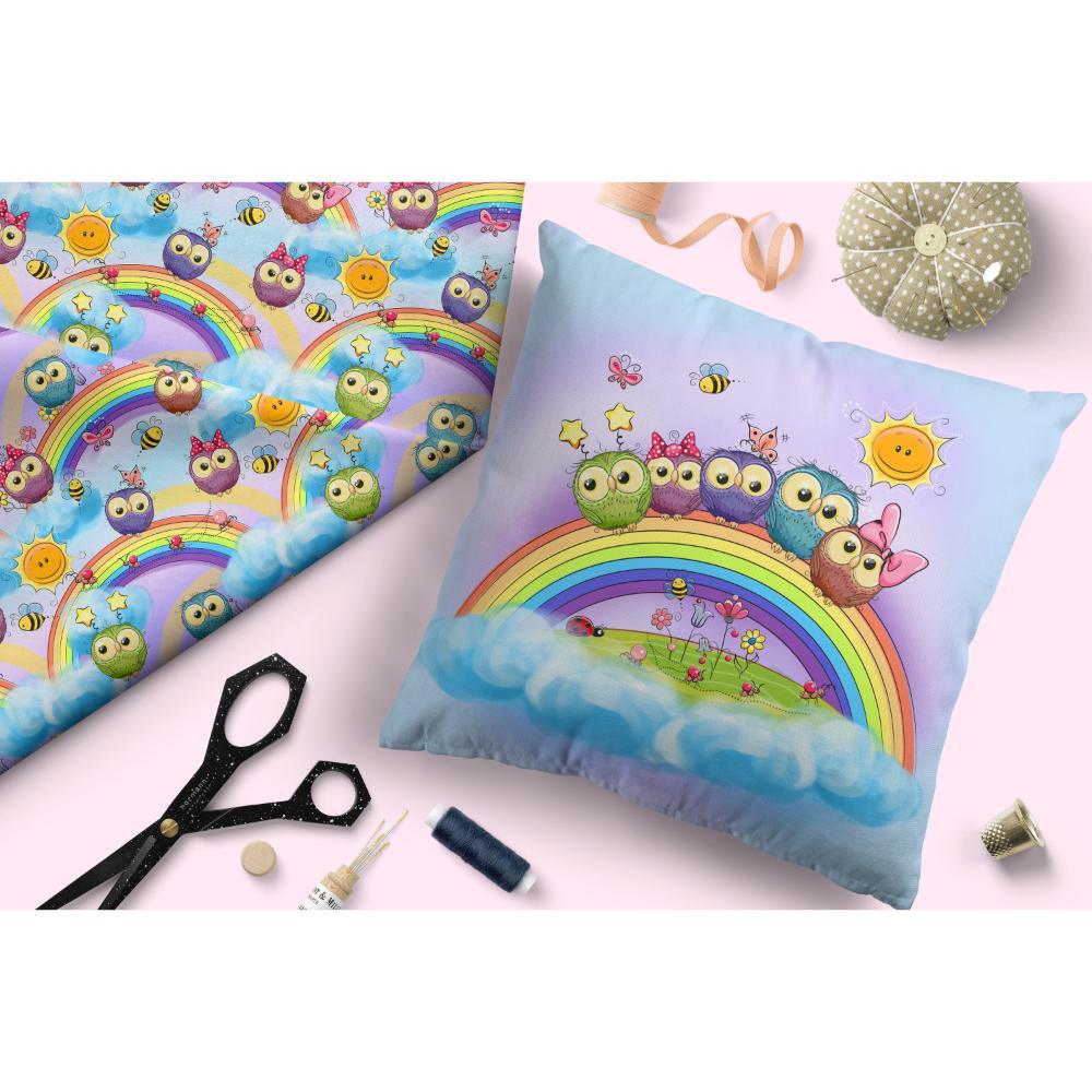 Design 521 Rainbow Owls Fabric – pre-order designer fabric Australia | Fabric by Missy Rose