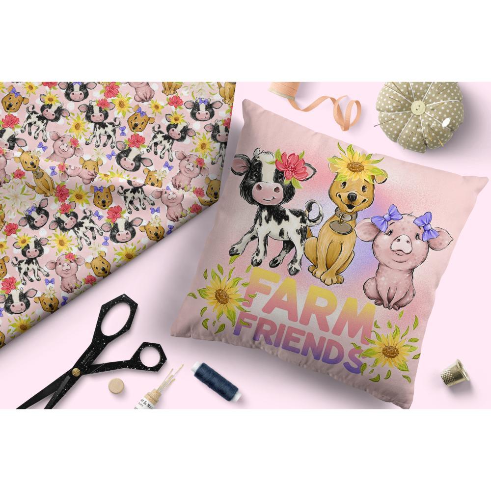 Design 522 Pink Farm Fabric – premium custom printed fabric for sewing | Fabric by Missy Rose
