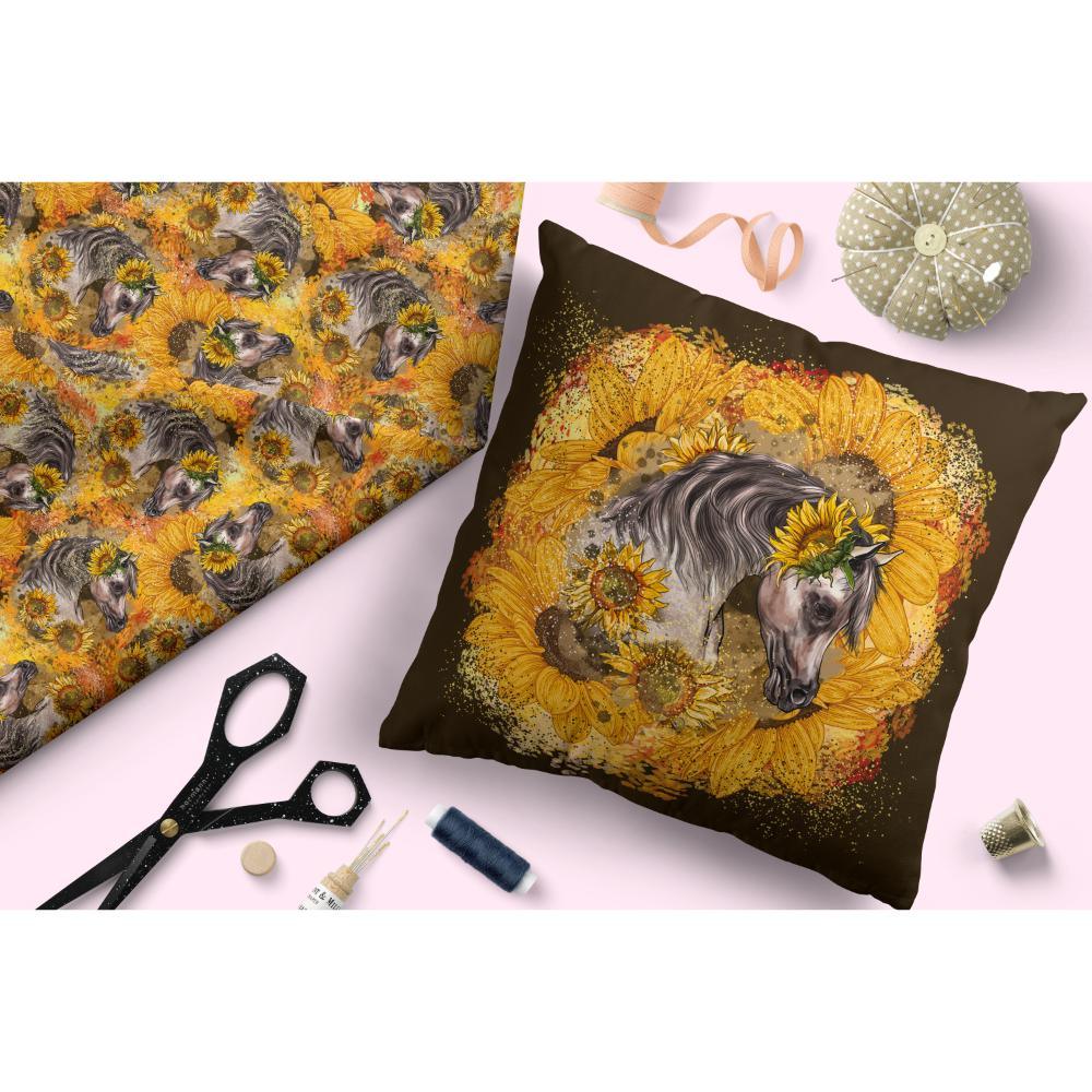 Design 525 Sunflower Horse Fabric – pre-order designer fabric Australia | Fabric by Missy Rose